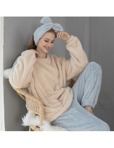 Ensemble pyjama chaud molletonné en microfibre pour femme - Livraison Offerte basket pas cher