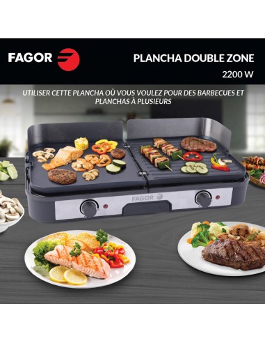 Plancha d'intérieur et d'extérieur double zone 2200 W de marque Fagor - Livraison Offerte Les magasins à Paris