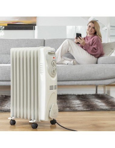 Radiateur à huile à roulettes avec thermostat à faible consommation énergétique - Livraison offerte basket pas cher