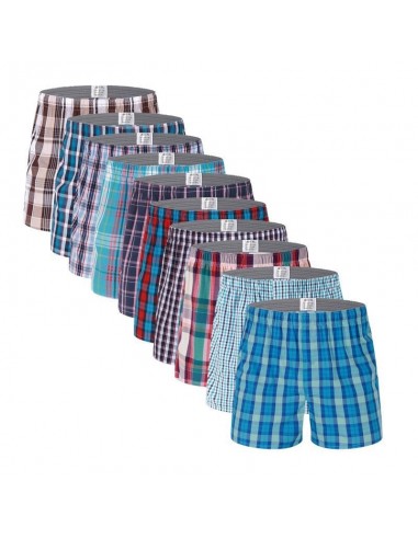 Lot de 8 caleçons à carreaux confortables et respirants 100% coton pour homme - Livraison offerte en linge