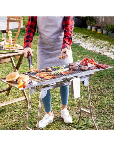 Barbecue pliable en acier inoxydable au charbon de bois - Livraison offerte prix