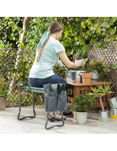 Banc de jardin pliable avec sac à outils 3 en 1 - Livraison offerte En savoir plus