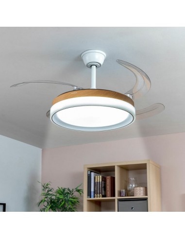 Ventilateur de plafond avec lumière LED et 4 pales rétractables - Livraison offerte Comparez plus de prix