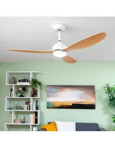 Ventilateur de plafond avec lumière LED et 3 pales en bois - Livraison offerte hantent personnes