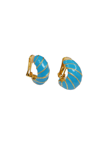 Turquoise Twist Rope Hoop Clip Earring Venez acheter