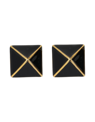 Polished Gold Black Pyramid Earring offre 