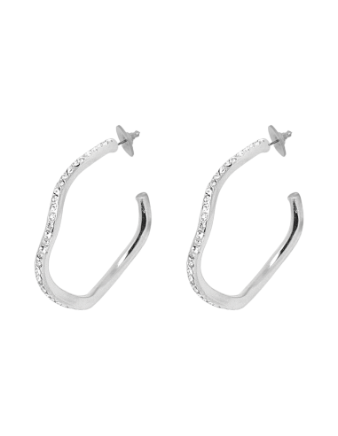 Small Silver Crystal Wavy Hoop Earring shop