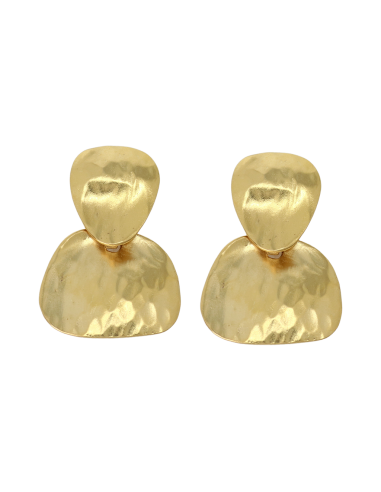 Gold Double Hammered Drop Clip Earring de votre