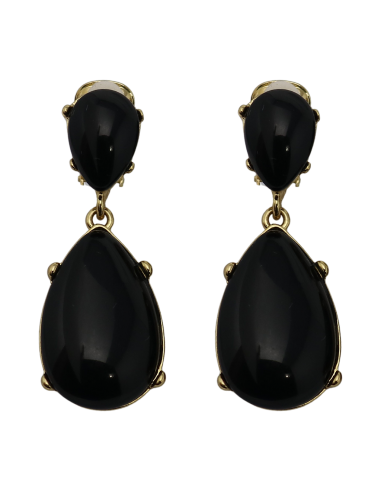 Black Resin Teardrop Cabochon Clip Earring Amélioration de cerveau avec