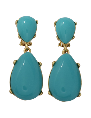 Turquoise Resin Teardrop Cabochon Clip Earring une grave pollution 