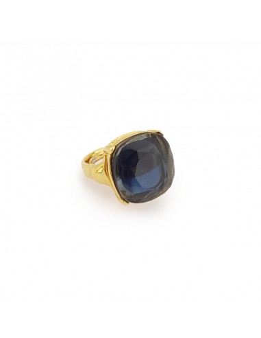 Gold and Sapphire Square Stone Ring pas cher 