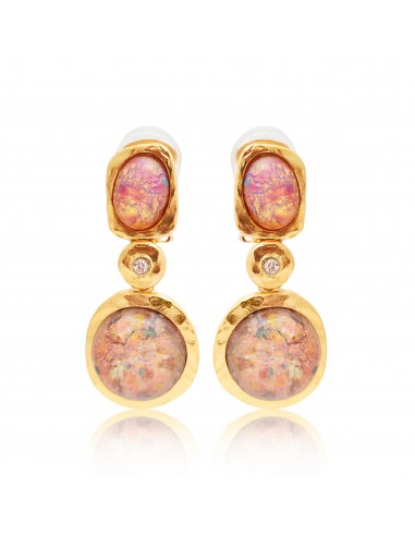 Pink Opal Cabochons Drop Clip Earring vous aussi creer 