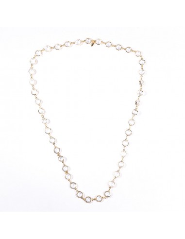 Gold with Round Clear Crystal Necklace pas cher