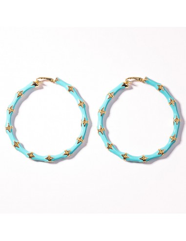 Large Turquoise Bamboo Clip-On Hoop Earrings En savoir plus