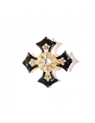 Gold, Crystal and Black Maltese Cross Pin Le MVP de beaucoup