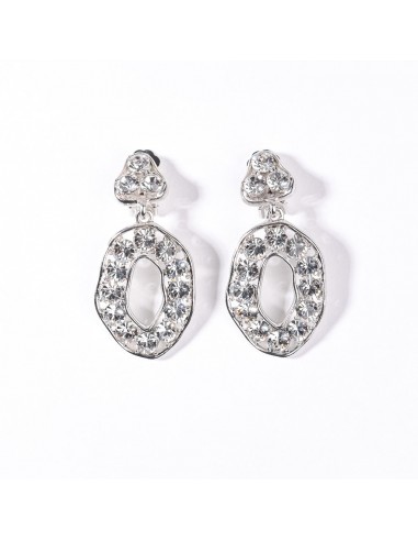 Rhodium and Crystal Circle Drop Clip Earring pas cher chine