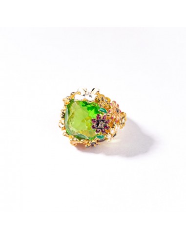 Peridot Center Flower Ring acheter