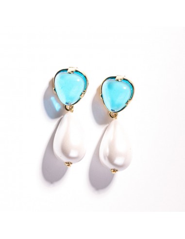 Aqua Top and Pearl Drop Pierced Earring Venez découvrir notre 