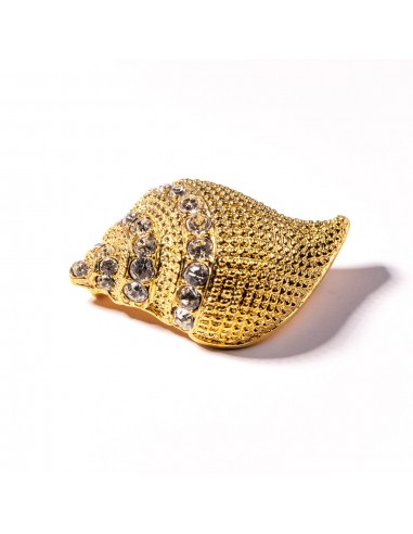 Gold and Crystal Seashell Pin Comparez plus de prix