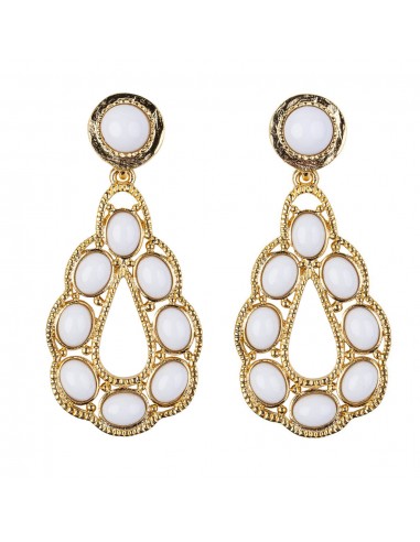 White Cabochons Teardrop Shape Earring votre