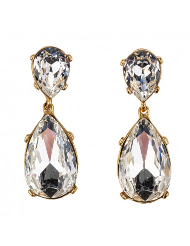 Crystal and Polished Gold Double Teardrop Earring chez Cornerstreet bien 