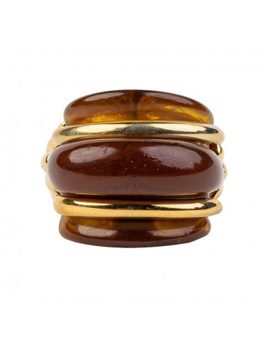 Gold and Tortoise Double Ribbed Ring votre