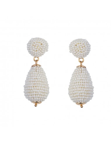 White Seed Bead Pierced Earring le des métaux précieux