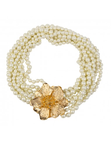 Magnolia Flower Pearl Necklace pas cher 