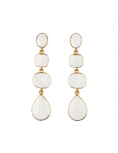 White Geometric Drop Pierced Earrings pas cher 