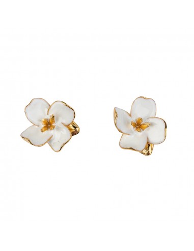 White and Gold Flower Earring soldes