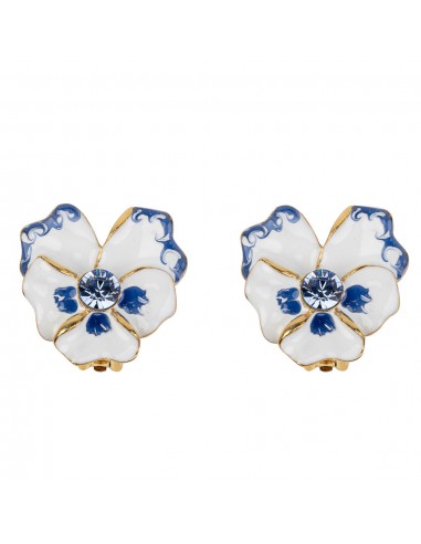 Blue Flower Clip Earrings Les magasins à Paris et en Île-de-France