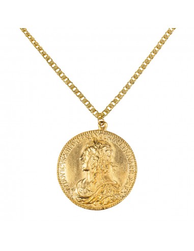 Satin Gold Medallion Pendant Necklace le des métaux précieux