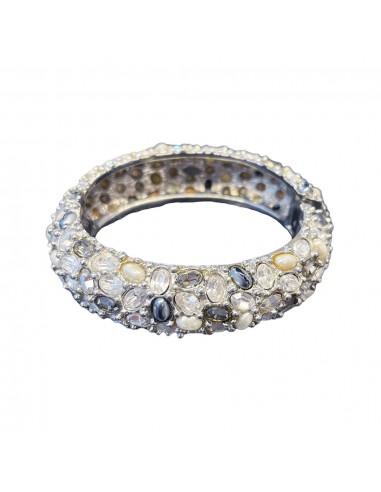 Diamond and Pearl Cluster Thick Bangle plus qu'un jeu 