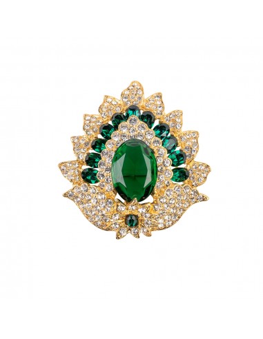 Gold and Crystal Emerald Gem Pin de technologie