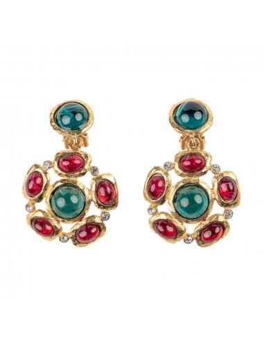 Emerald and Ruby Gem Clip Earring destockage