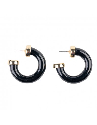 Black Polished Hoop Earring with Gold Les magasins à Paris