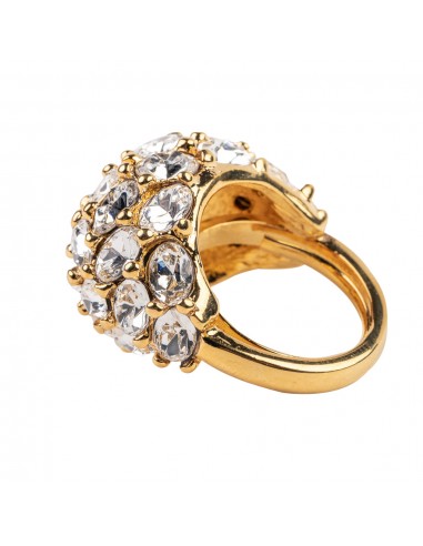 Gold and Crystal Cluster Dome Adjustable Ring de la marque