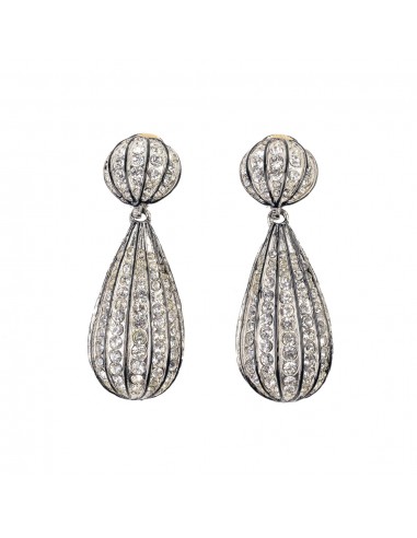 Crystal & Black Enamel Lines Drop Earrings Venez acheter