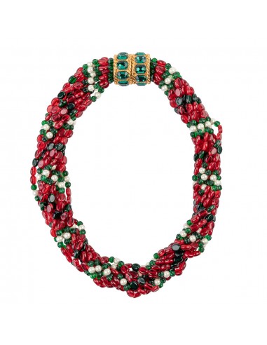 Gem and Pearl Beaded Necklace with Emerald Clasp Economisez 