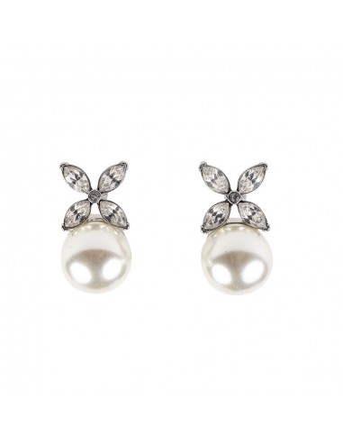 Silver and Crystal Pearl Bottom Clip Earring de l' environnement