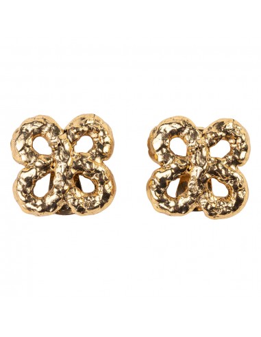 Gold Clover Cross Button Clip Earring pas cheres