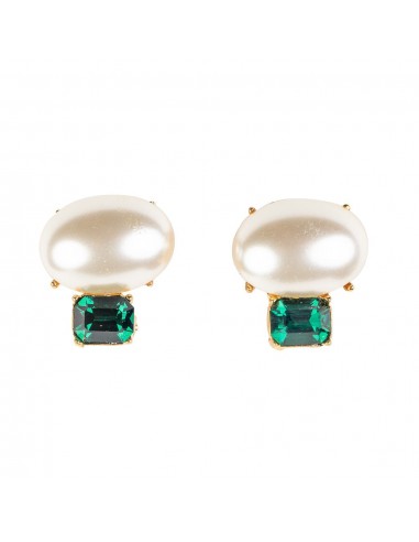 Pearl & Emerald Stone Clip-On Earrings solde