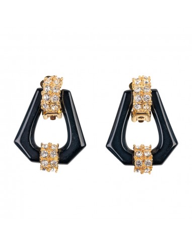 Gold and Crystal Hexagon Drop Clip Earring Véritable concentré