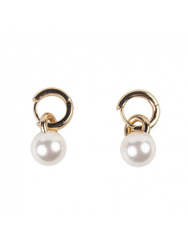 Gold and Pearl Drop Hoop Earring en ligne