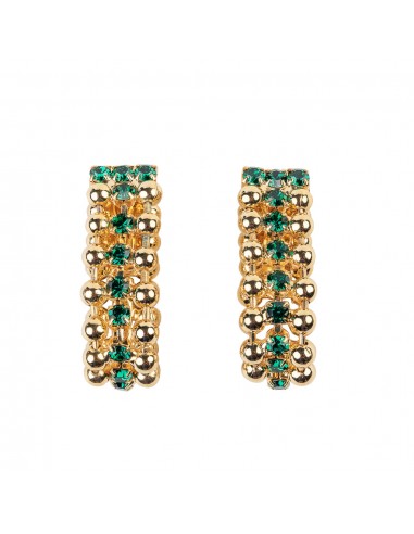 Gold and Emerald Stone Teardrop Clip Earring pas cher