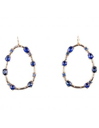 Gold Drop Earring with Sapphire Stones en ligne