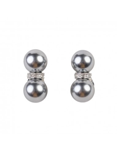 Double Grey Pearl Clip-On Earrings Les magasins à Paris et en Île-de-France