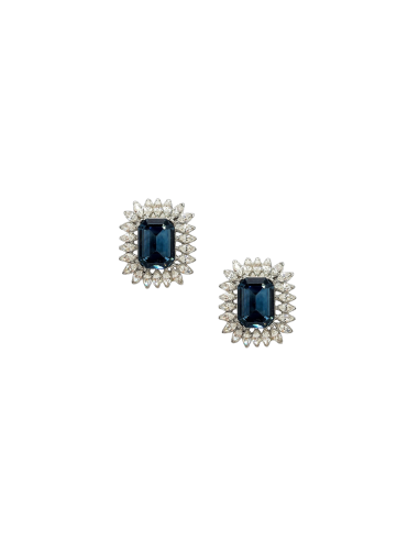 Sapphire and Clear Crystal Clip Earring Fin de série