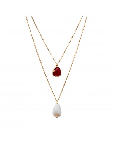 Ruby & Pearl Drop Pendant Necklace JUSQU'A -70%! 