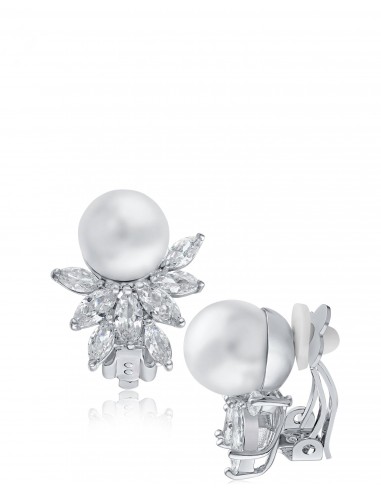 Cubic Zirconia & Glass Pearl Post Earrings vente chaude votre 